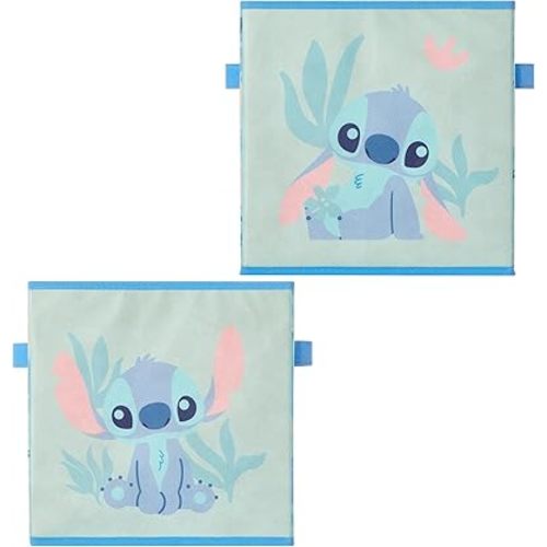 Stitch Storage Cubes Set of 2 Durable Fabric Bins with Handles, 10"x10"x10" Collapsible Cube Organizers