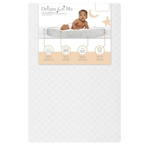 Dream On Me Holly Fiber 37 X" 23 X 3” Portable/Mini Crib Mattress I Waterproof I Green Guard Gold Certified I Vinyl Cover I  Mini Crib Mattress
