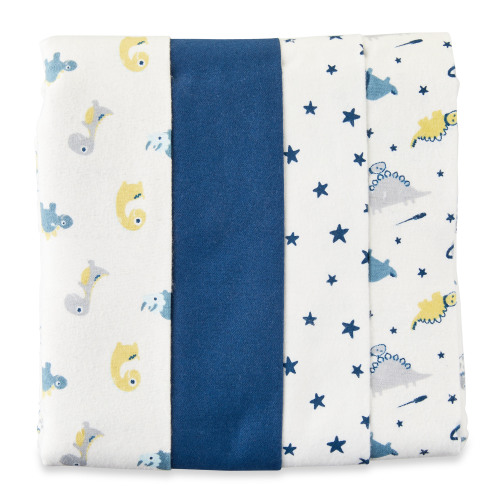 Parent's Choice 4-Piece Cotton Flannel Blankets, 30x30, Blue