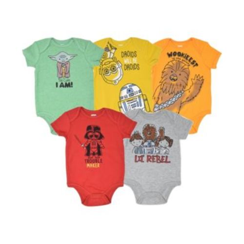 Starwars Baby Chewbacca C-3PO R2-D2 Darth Vader Yoda 5 Pack Short Sleeve Bodysuits - 0-3 months