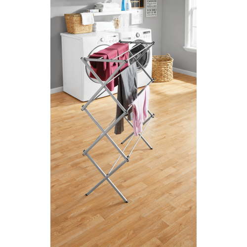 Mainstays Functional and Energy Saving Oversized Collapsible Steel Closets Clothes Drying Rack, Silver