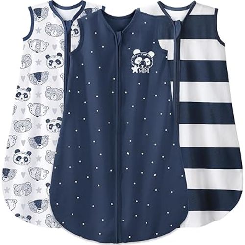 Yoofoss Baby Sleep Sack 12-18 Months Wearable Blanket for Babies 100% Cotton 2-Way Zipper TOG 0.5 Toddler Sleeping Sack 3 Pack, Comfy Lightweight Sleep Sacks