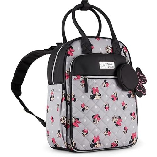 Disney Unisex Baby Travel Diaper Backpack| 16-Inches Height Multi-Functional Bag, Minnie Mouse with Paci Holder, Extra Large