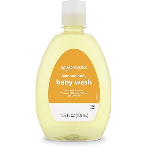 Amazon Basics Tear-Free Baby Hair and Body Wash, Lightly scented, 13.6 Fluid Ounce, 1-Pack