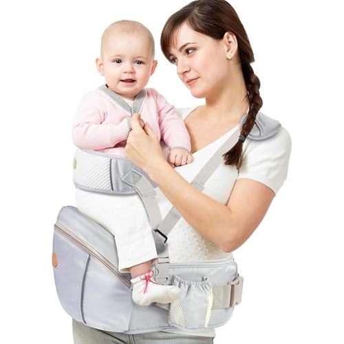 Baby Hip Seat Carrier, Ergonomic Waist Stool for Child Infant with Adjustable Strap Pocket Soft Base, Baby Hip Carrier for Newborns & Toddlers