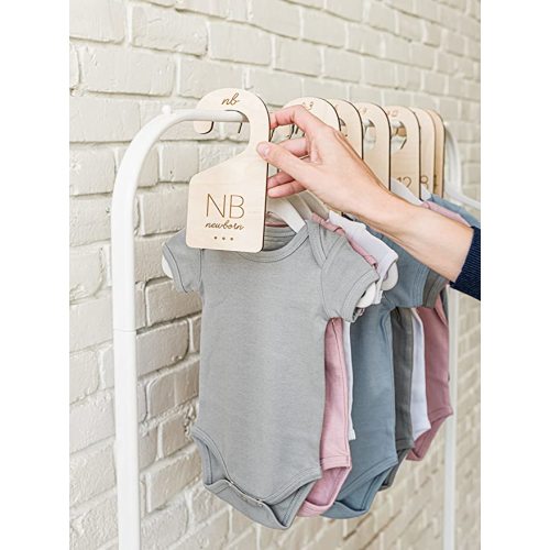 Baby Closet Size Dividers Baby Closet Organizer – White Loft Thick Birch Baby Closet Dividers from Newborn to 24 Months – Timeless Etched Design for Any Nursery Decor (Set of 7)