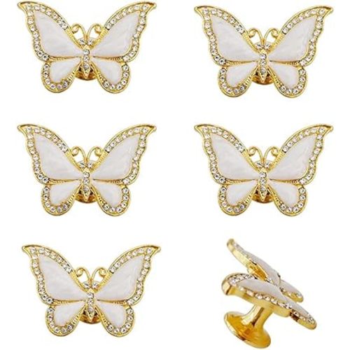 brandname Vivicap 6 Pcs Elegant Beautiful Butterfly Bee Animal Knob Furniture Decorative Pull Handle Hardware for Home Cabinet Drawer Cupboard Dresser Bathroom Kitchen Wardrobe … (Gold Butterfly)