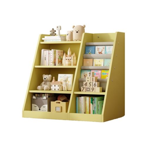 KTMBDW Kids Bookshelf and Toy Storage, 4-TierKids Book Shelf for Kids Rooms, Wooden Toddler Bookshelf for Nursery, Montessori Toy Organizer, Yellow