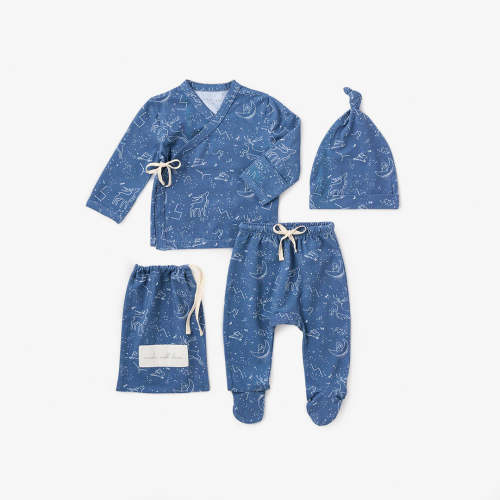 Blue Magic Sky Printed Organic Cotton Layette Set – Elegant Baby