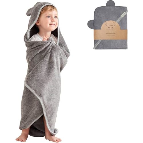 Toddler Bath Towel - Viscose from Bamboo & Cotton Blend for Delicate Skin - Super Soft Thick 600GSM - Ideal Toddler Boy and Girl Bath Essentials 35"x35" Bath Towel - Baby Towel with Hood