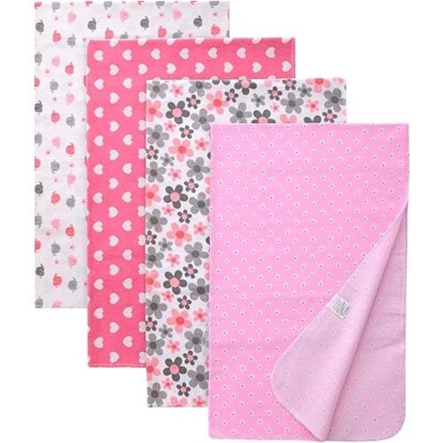 Cotton Flannel Receiving Blankets 4 Pcs, Baby Swaddle Blankets, Infant Flannel Blanket 30 X 40 Inch for Boy Girl (Style4)
