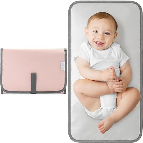 Comfy Cubs Baby Changing Pad Compact Size - Waterproof Diaper Changing Mat with Cushioned Pillow - Soft & Lightweight, Foldable Design for Travel - Stylish Design for Boys and Girls - Pink Blush
