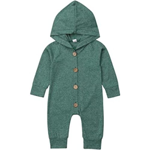 Newborn Baby Boy Long Sleeve Romper Jumpsuit Hooded Onesie Playsuit Solid Hoodie One Piece Bodysuit Fall Clothes