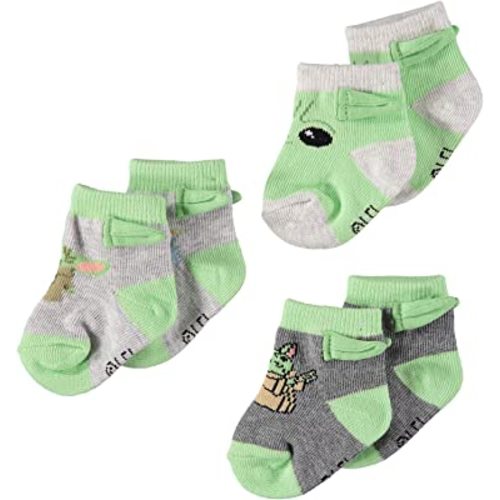 Star Wars Baby Boys Mandalorian The Child 3-Pack Booties - Baby Yoda Baby Socks Multipack (3-Pack, 0-12 Months)