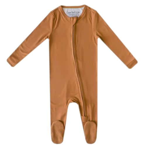 Copper Pearl Zip-Up Footie Baby Pajamas: Ultra-Soft Boys Pajamas and Girls Pajamas, Premium Knit Fabric in Stylish Prints, Tag-Free with Two-Way Zipper, Sized Newborn to 24 Months, Camel