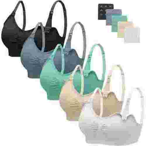 HBlife 5 Pack Nursing Bras for Breastfeeding Womens Maternity Bras Seamless Wireless Sleeping Bra with Bra Extenders