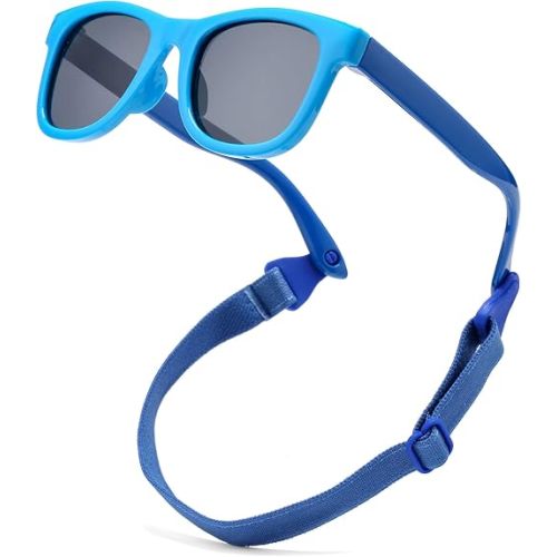 COASION Bendable Flexible Polarized Newborn Baby Sunglasses with Strap for Infant Boys Girls Age 0-12 Months CA8042