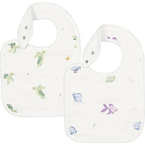 Bamboo Little Baby Bibs (Pack of 2) - Bibs with Adjustable Snaps- Absorbent Terry Backing