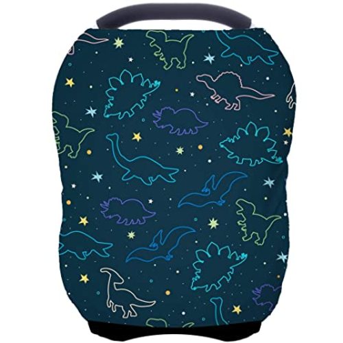 Car Seat Covers Canopy Cover - Multi-use Cover Carseat Canopy, Breathable Breastfeeding Cover, Car Seat Covers for Bbies, Boys & Girls Shower Gifts (Dark Blue Dinosaur) - dark blue dinosaur