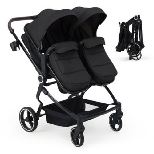 Side by Side Double Stroller Newborn and Toddler, Lightweight Compact Twin Stroller with Reversible Seat
