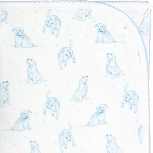 Blue Puppy Love Print Blanket