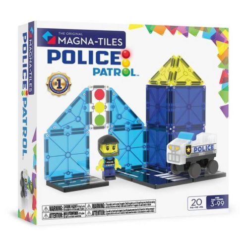 MAGNA-TILES Police Patrol Magnetic Building Set: Educational Focus on Math, Shapes & Colors, Creative Thinking, 20 Pieces