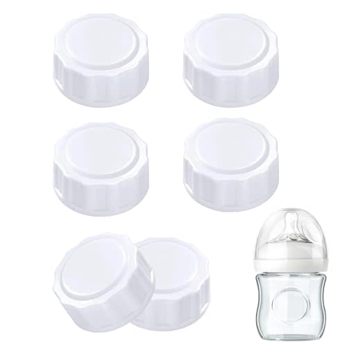 (6-PCs) Travel Bottle Caps Compatible with Avent Bottles-Baby Bottle Lid-Bottle Lids Replacement-Rewritable Sealing Discs for Avent Wide Mouth Bottles-Travel Caps