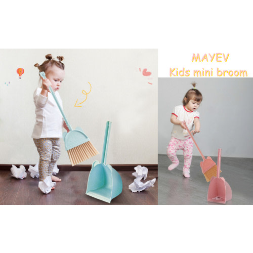 MAYEV Mini Broom with Dustpan for Kids,Little Housekeeping Helper Set (Pink)
