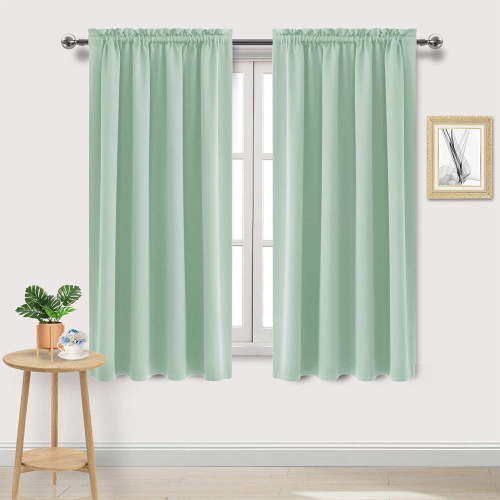 Kbndieu Blackout Curtains for Bedroom, Thermal Insulated, Energy Saving & Noise Reducing Curtains for Living Room/Kitchen (Green, 38 inches Width x 45 inches Length Each Panel)