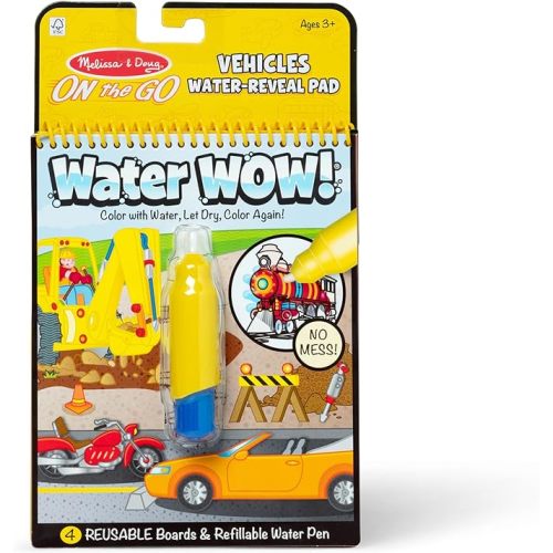 Melissa & Doug On The Go Water Wow! Mess Free Coloring Book, Reusable Water-Reveal Activity Pad, Vehicles, Travel Toys, Party Favors, for Toddlers & Kids Ages 3+ - FSC Certified