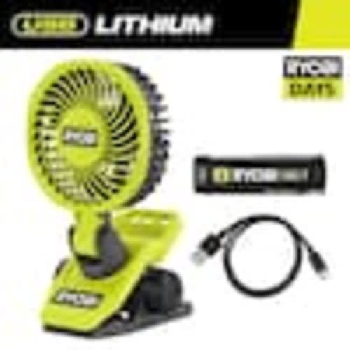 RYOBI USB Lithium Clamp Fan Kit with 2.0 Ah USB Lithium Battery and Charging Cable FVF51K