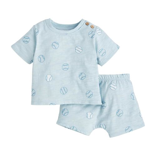 Mud Pie Children's Baseball Baby Short Set; 3-6M