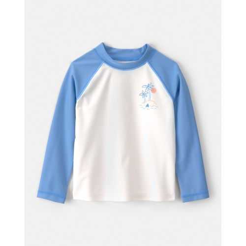 Toddler Boy Palm Tree Long-Sleeve Rashguard Top - Blue/White | Carter's