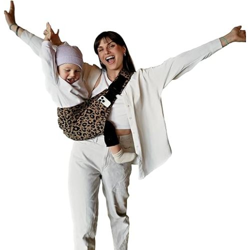 Toddler Carrier | Baby Sling Wrap - Adjustable Premium Cotton - 8 Months to 4 Years - 10-45 lbs (Brown Leopard)