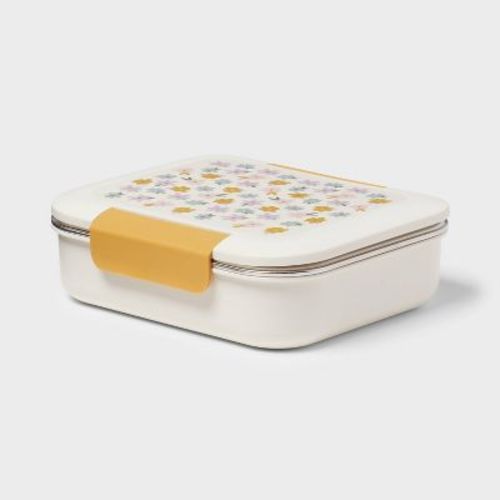 Kids' Flowers Bento Box Cream - Pillowfort™: Leakproof Bpa-free Lunchbox For Kids, Plastic & Stainless Steel