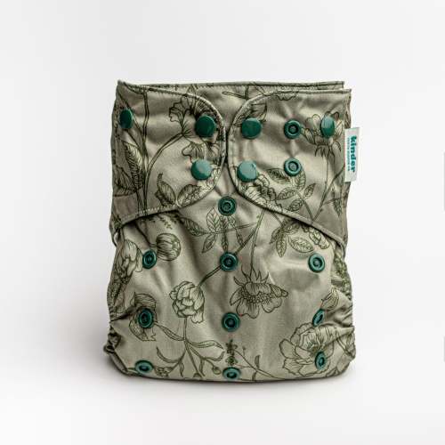 Floral: Essentials Pocket Cloth Diaper with Athletic Wicking Jersey, Grows with your Baby