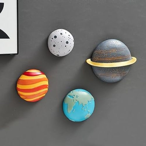 4Pcs Outer Space Planets Wall Decor Boys Room Decor Modern Wall Sculptures Planet Earth Solar System Decorations for Living Room 3D Wall Decor Outer Space Theme Bedroom Wall Decor for Kids Room Wall
