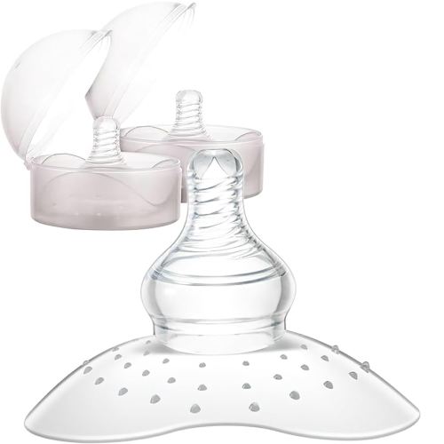 Nipple Shield for Breast Feeding Newborn, Silicone Breast Shield Nursing Cap for Breastfeeding Babies and Moms Breast Shield(2Pcs) (White)