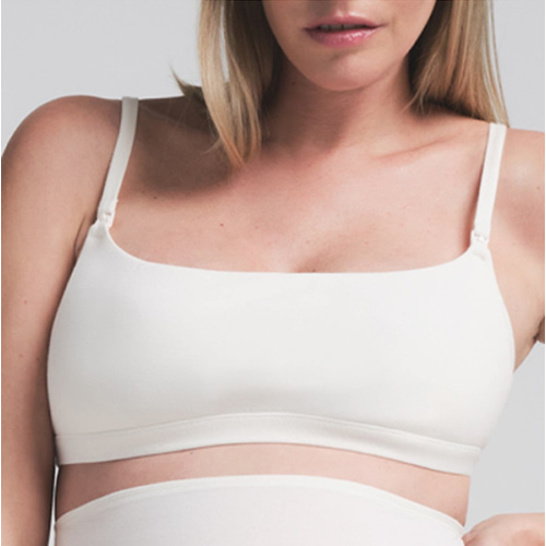 SKIMS COTTON JERSEY MATERNITY NURSING SCOOP BRALETTE | MARBLE
