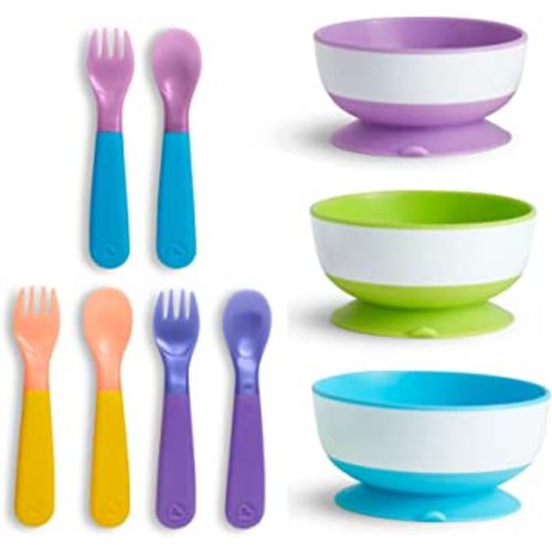 Munchkin® 3pk Stay Put™ Suction Bowls and 6pk Color Changing Forks and Spoons