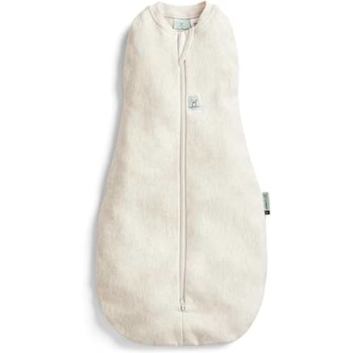 ergoPouch - Cocoon Sleep Sack Swaddle - Organic Cotton Newborn Swaddle Bag with Two-Way Zipper - Baby Swaddle Blanket for Safe Sleep 1tog - Oatmeal Marle 0-3M