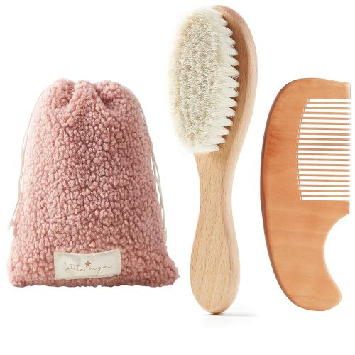 MYZI Baby Hair Brush Set – Soft Baby Brush Set for Newborns, Baby Comb and Brush Set Girl and Boy, Toddler Hair Brush and Toddler Comb - Baby Gift Set