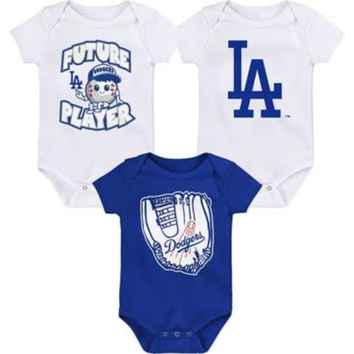 Newborn & Infant Royal/White/White Los Angeles Dodgers Minor League Player Three-Pack Bodysuit Set, 3-6 M