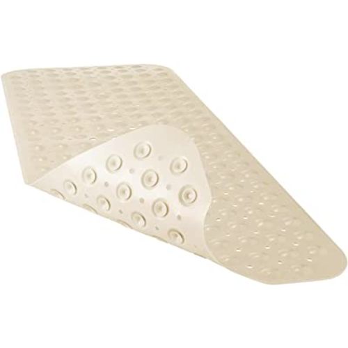 YINENN Bath Tub Shower Mat 40 x 16 Inch Non-Slip and Extra Large, Bathtub Mat with Suction Cups, Machine Washable Bathroom Mats with Drain Holes, Beige