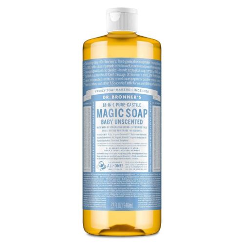 Dr. Bronner's Magic Pure Castile Liquid Soap - Baby Unscented - 32 Fl Oz