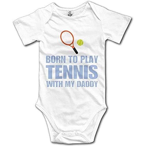 Born to Play Tennis Infant Bodysuit Short Sleeve Jumpsuit Rompers Climbing Clothes White