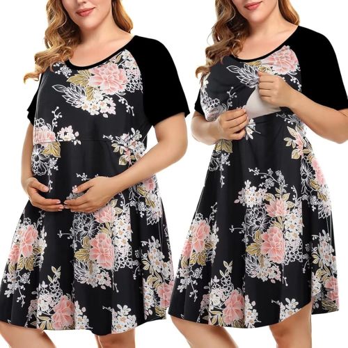 MONNURO Women's Plus Size Labor and Delivery Gown Nursing Nightgown Maternity Sleepwear Dress for Breastfeeding