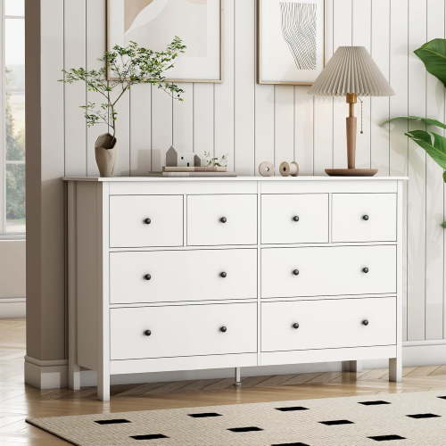 White Dresser, Wanan 8 Drawer Dresser for Bedroom, 50 Inch Wide Modern Chest of Drawers, Tall Bedroom Furniture Storage Organizer