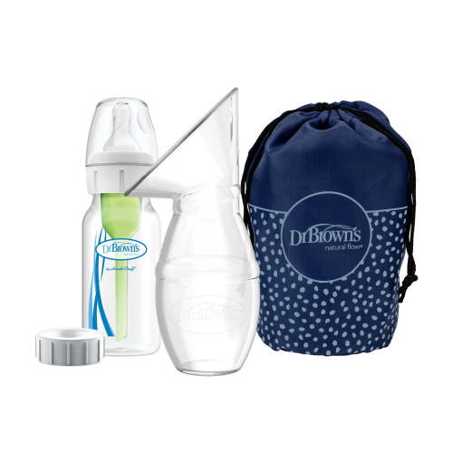 Dr. Brown's 100% Silicone One-Piece Breast Pump, Hands-Free, 4 oz Baby Bottle, Lid & Travel Bag HSA/FSA Eligible