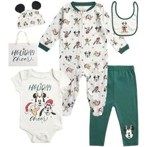 Disney Newborn Baby Boys Girls 7 Piece Layette Gift Set: Mickey Mouse, Winnie the Pooh & Minnie Mouse, 0-6M